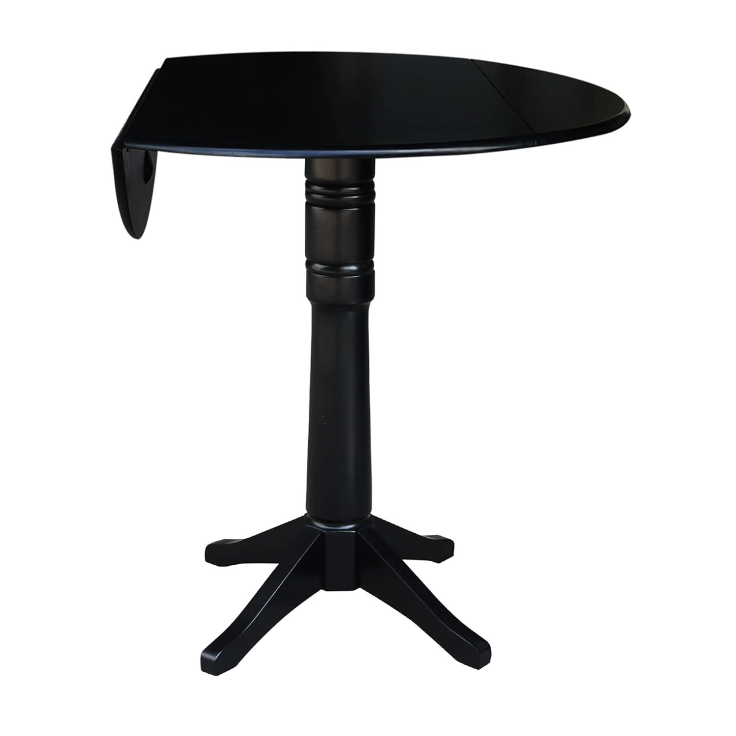 42.3" Sandon Bar Height Round Dual Drop Leaf Dining Table Black - International Concepts