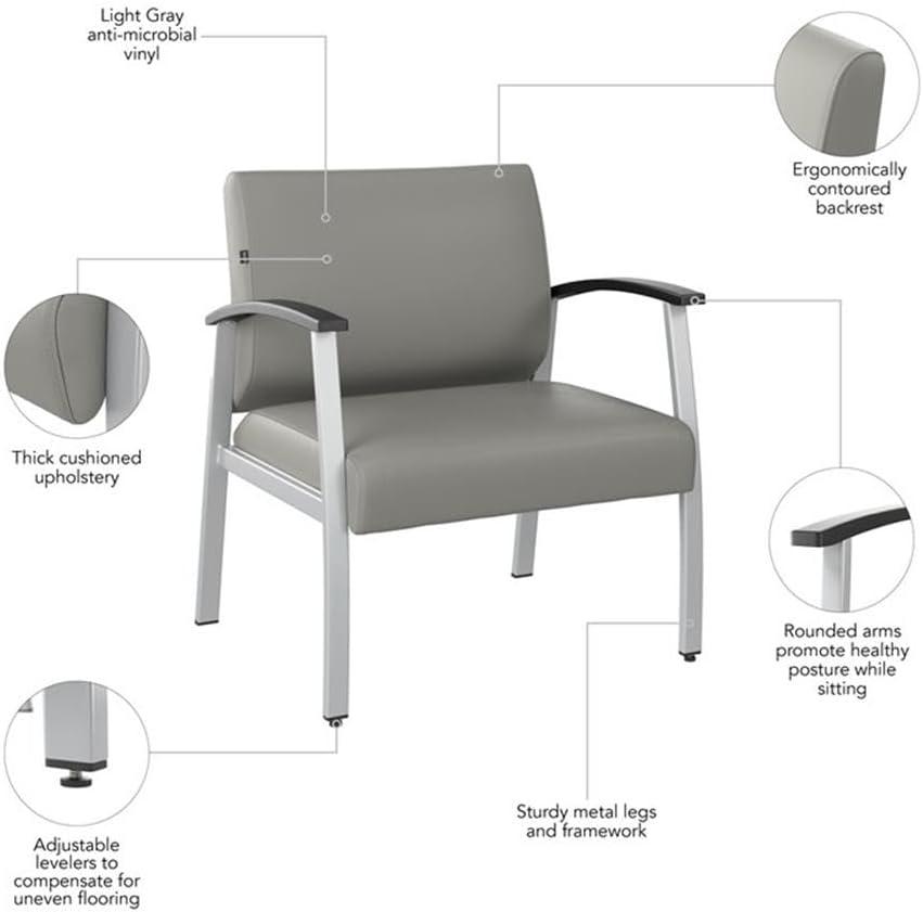Bush Business Arrive Bariatric Waiting Room Guest Chair in Light Gray Vinyl