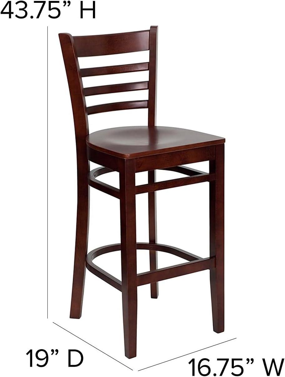 Elegant Mahogany Wood Ladder Back Barstool with Footrest