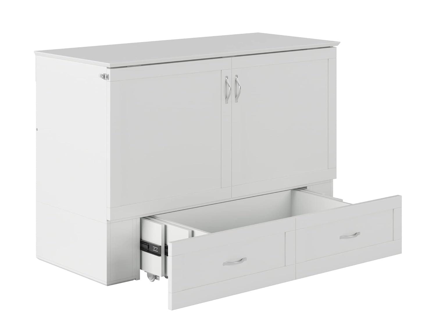 AFI Hamilton Full Solid Wood Murphy Bed Chest with Built-In Charger in White