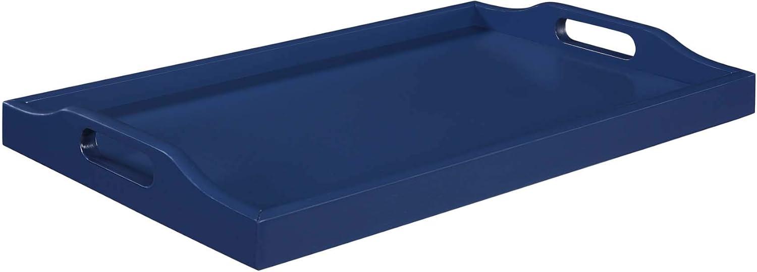 Cobalt Blue Rubberwood Serving Tray with Cut-Out Handles