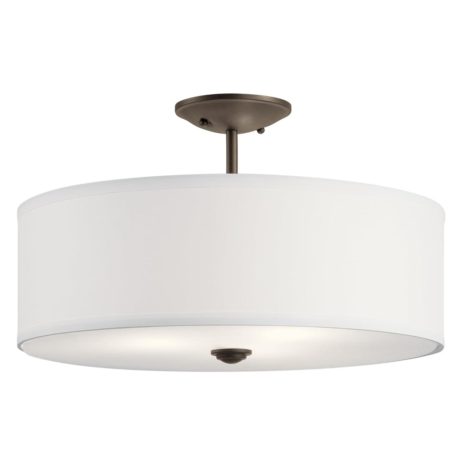 Kichler Shailene 18" 3 Light Olde Bronze Semi-Flush Mount Light with Microfiber Shade