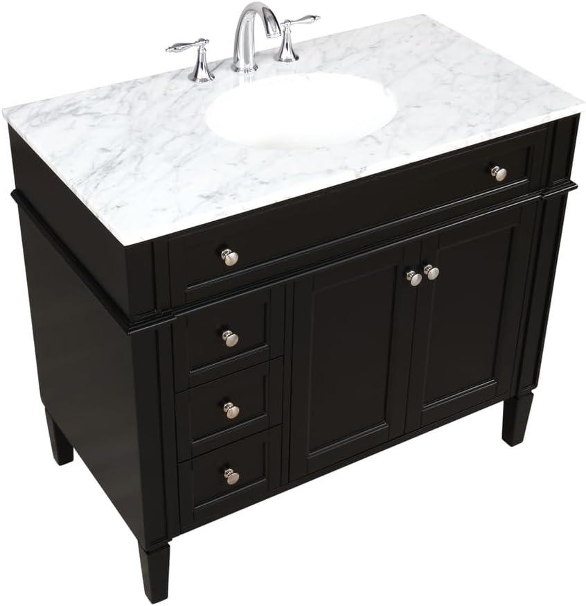 Rivers 40" Free-Standing Single Bathroom Vanity Set with Marble Vanity Top