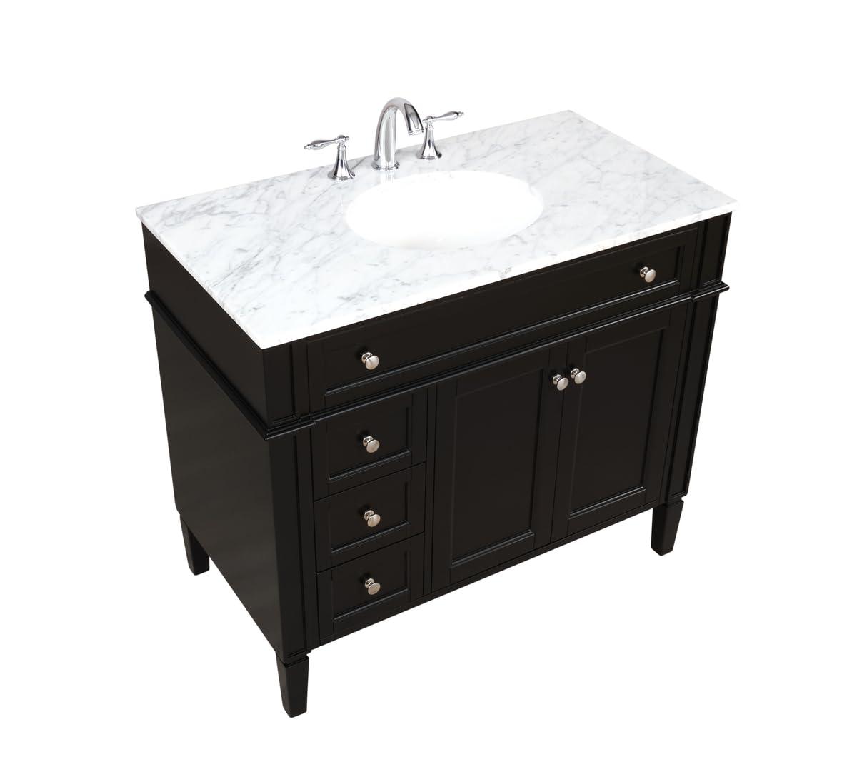 Rivers 40" Free-Standing Single Bathroom Vanity Set with Marble Vanity Top