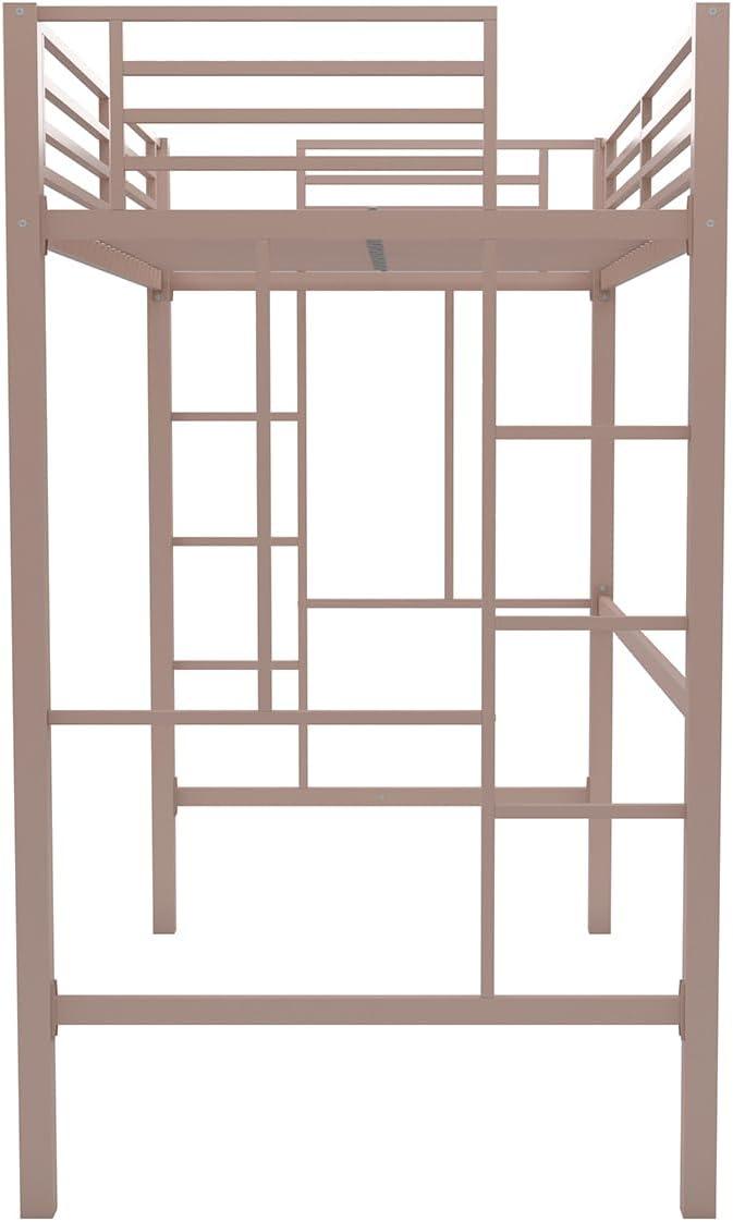 Your Zone Brittain Twin Metal Loft Bed, Pink