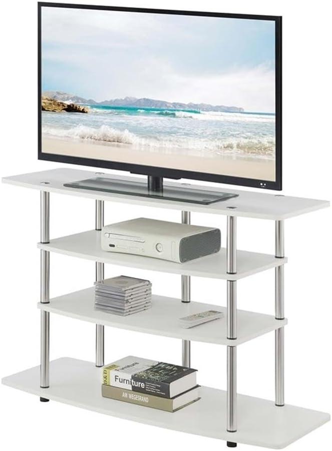 Convenience Concepts Designs2Go No Tools Wide Highboy 4 Tier TV Stand for TVs up to 46", White