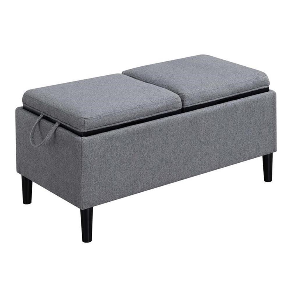 Convenience Concepts Designs4Comfort Magnolia Storage Ottoman w/ Reversible Trays, Soft Gray Fabric