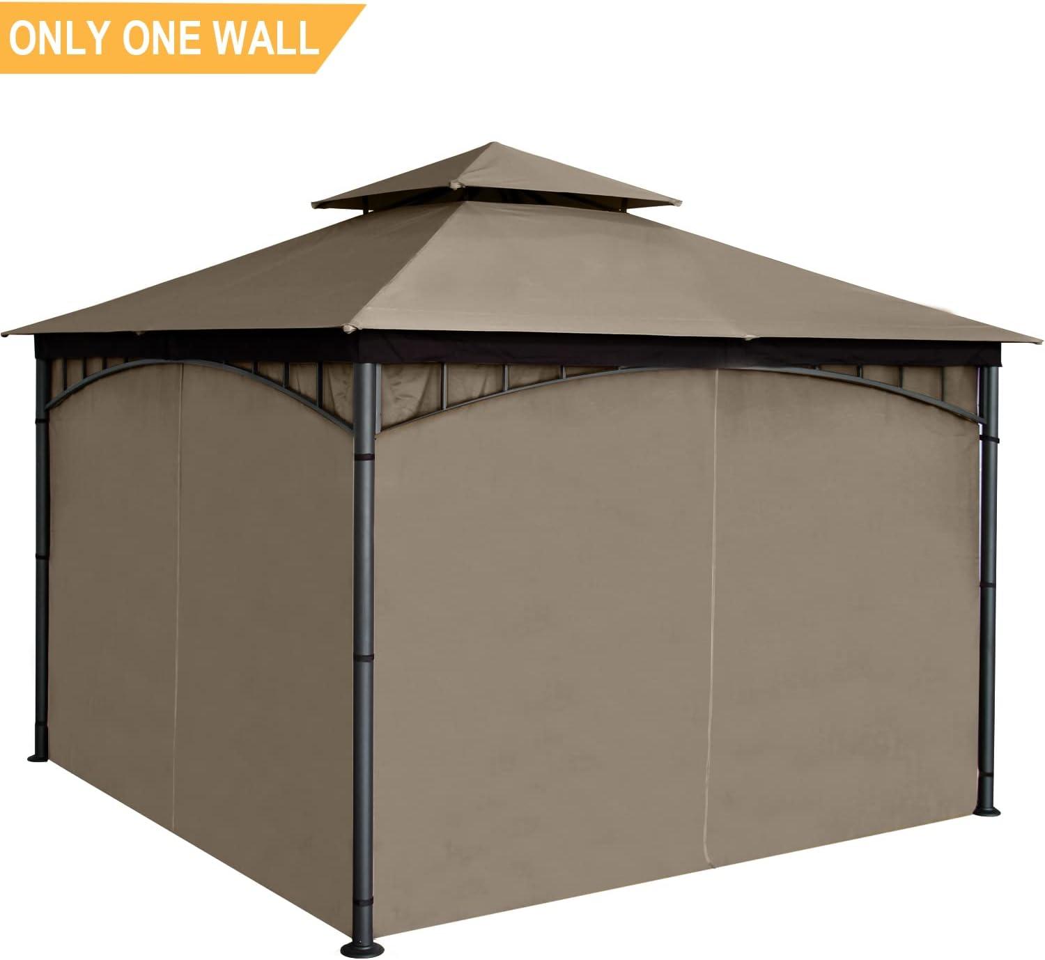 Brown Waterproof 10x10 Gazebo Privacy Curtain with Zipper