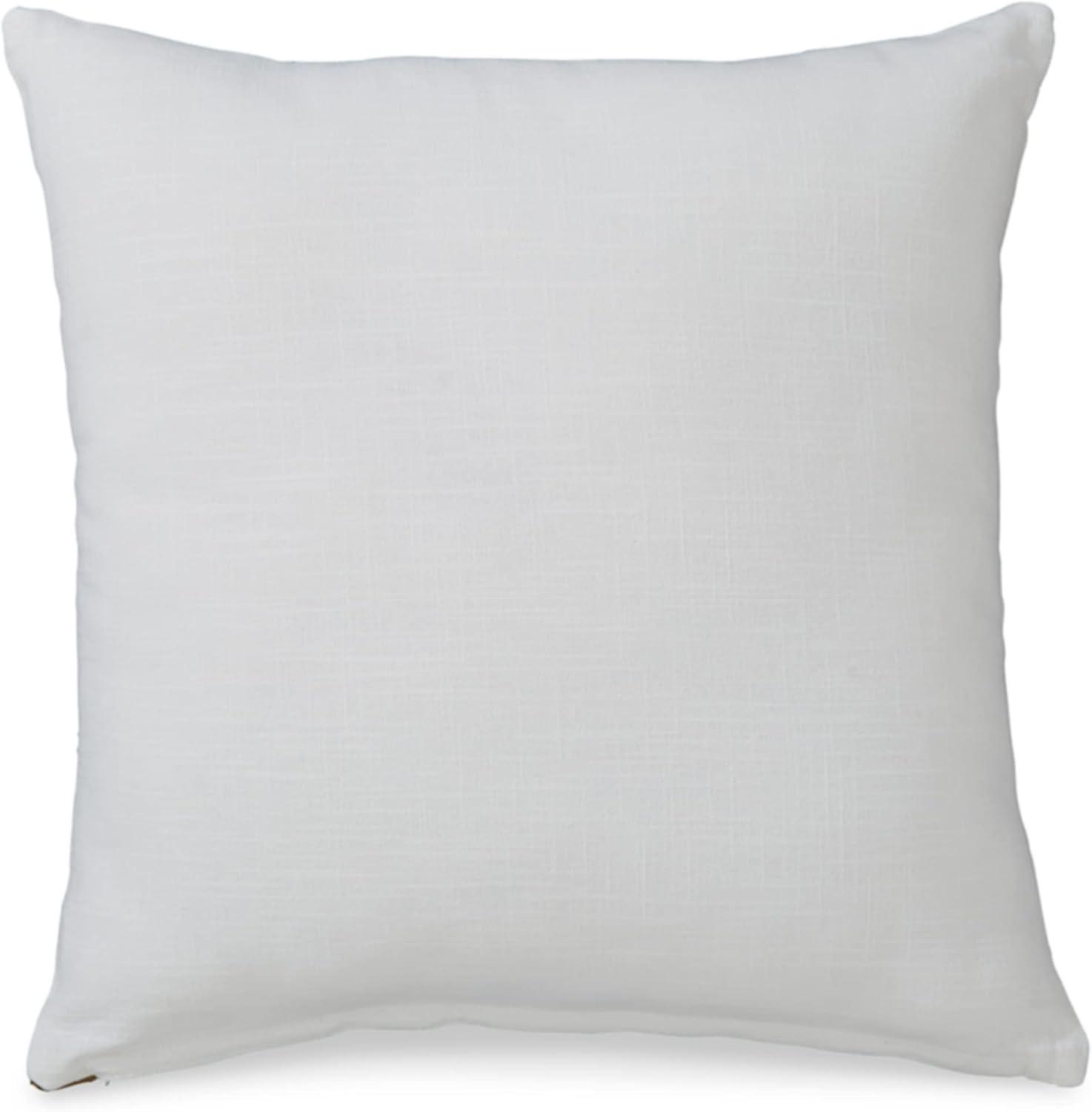 Contemporary Square Cotton Pillow with Embroidered Design, 20" x 20", White & Black