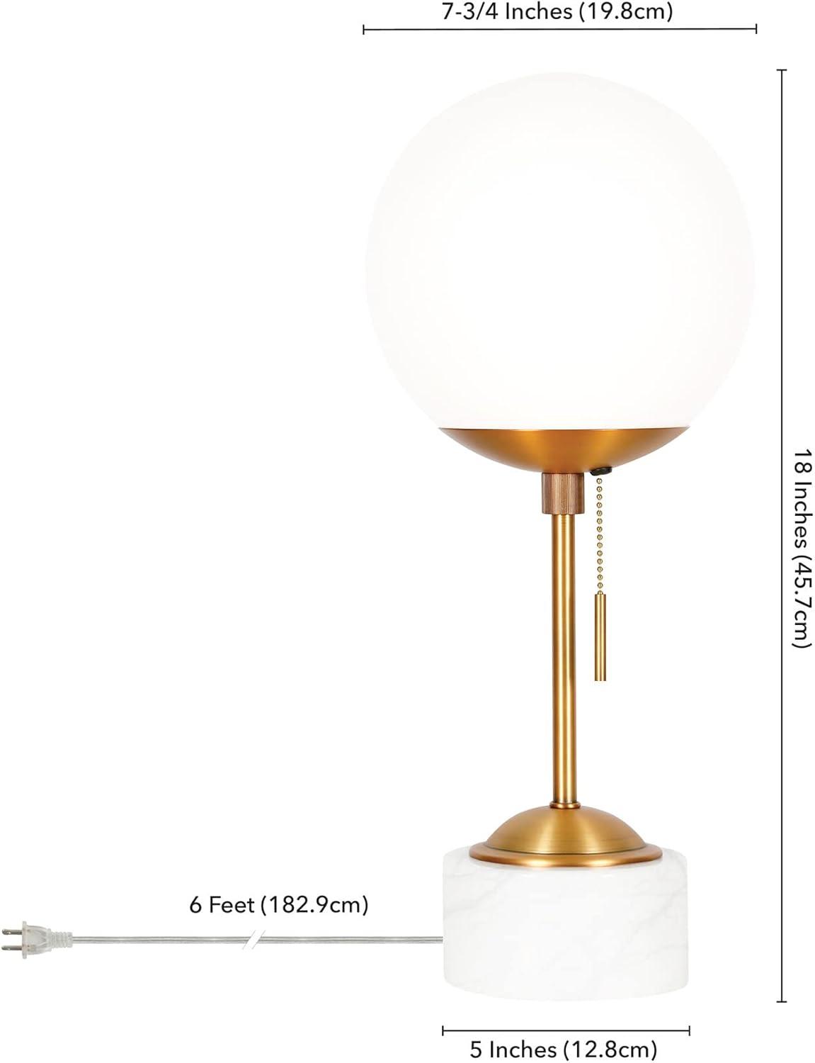 18" Gold and White Marble Globe Table Lamp