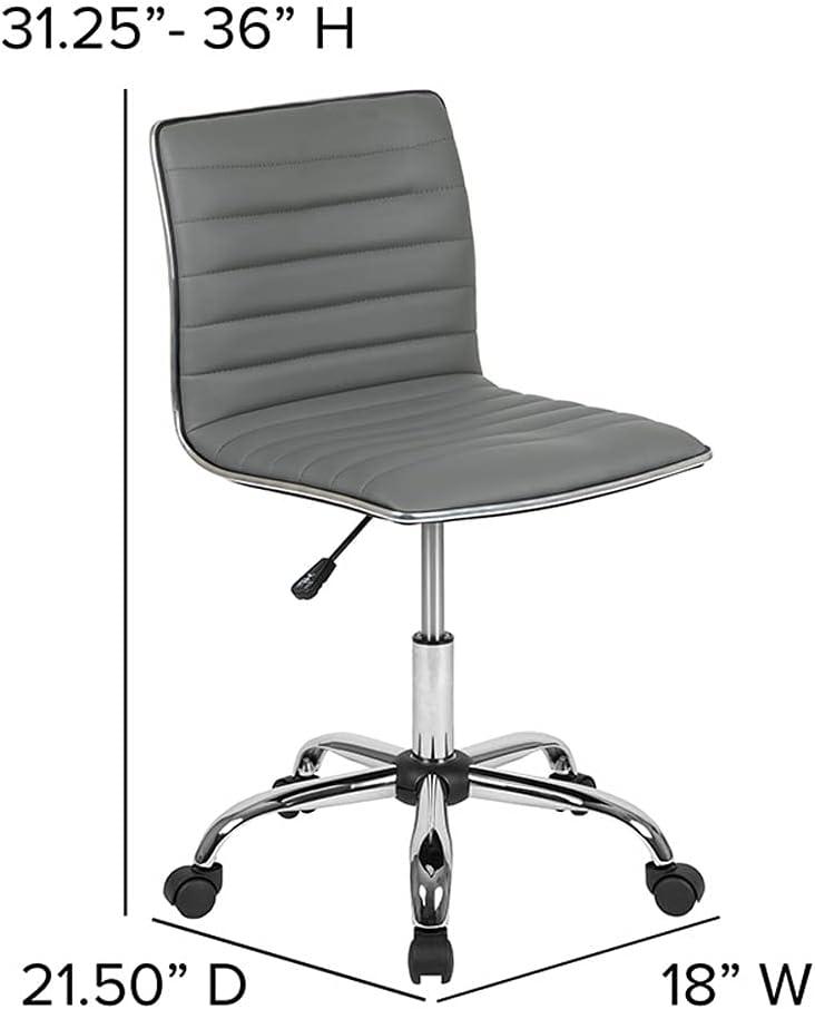 Flash Furniture Low Back Designer Armless Light Gray Ribbed Swivel Task Office Chair