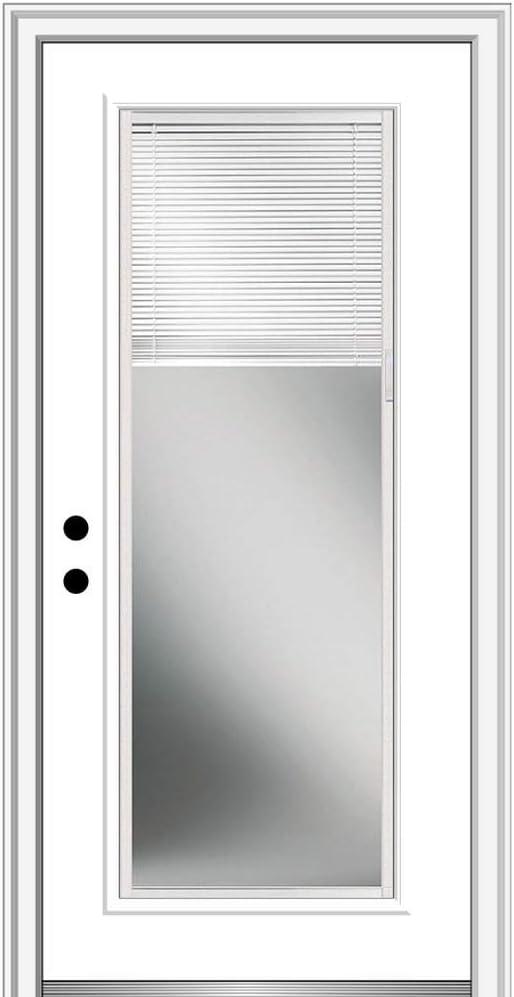 White Steel Prehung Door with Full Lite and Internal Mini Blinds