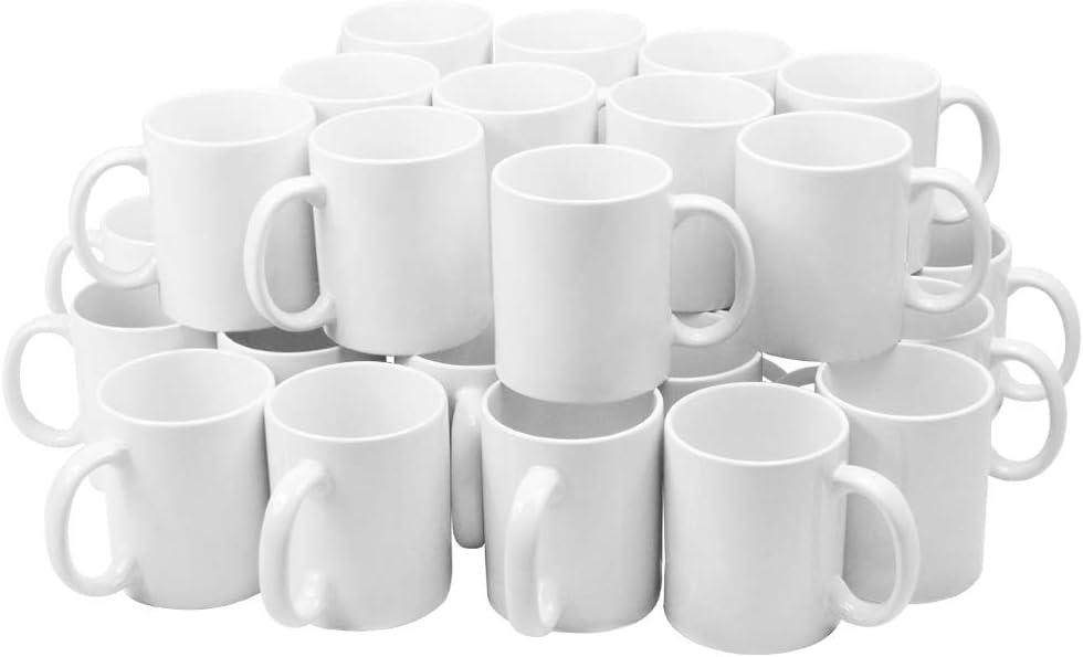 White Ceramic 11oz Sublimation Blank Coffee Mugs, 36-Pack