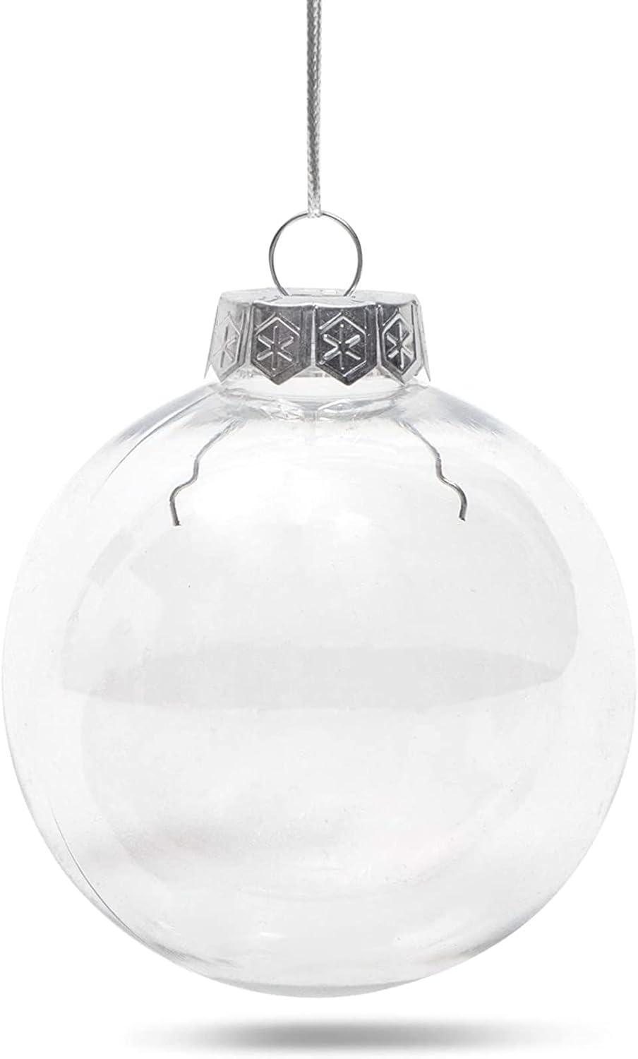 Clear Fillable Christmas Ornaments, Arts and Crafts Supplies (3.1 in, 32 Pack)