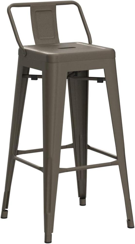 Costway Set of 4 Metal Bar Stools 30'' Bar Height Barstools Industrial w/ Low Back Gun