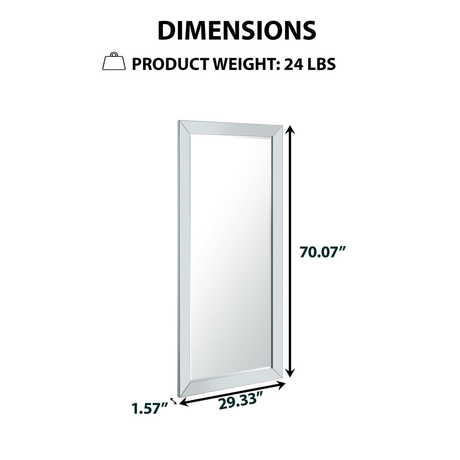 Mirrored Bevel Floor Mirror 70" x 30" by Naomi Home