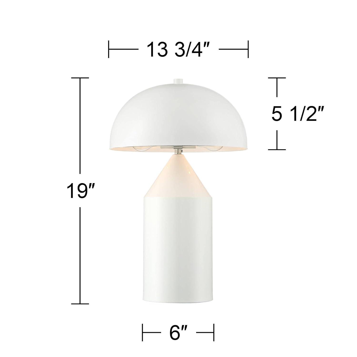 360 Lighting Felix Modern Accent Table Lamps 19" High Set of 2 White Metal Mushroom Dome Shade for Bedroom Living Room Bedside Nightstand Office Kids
