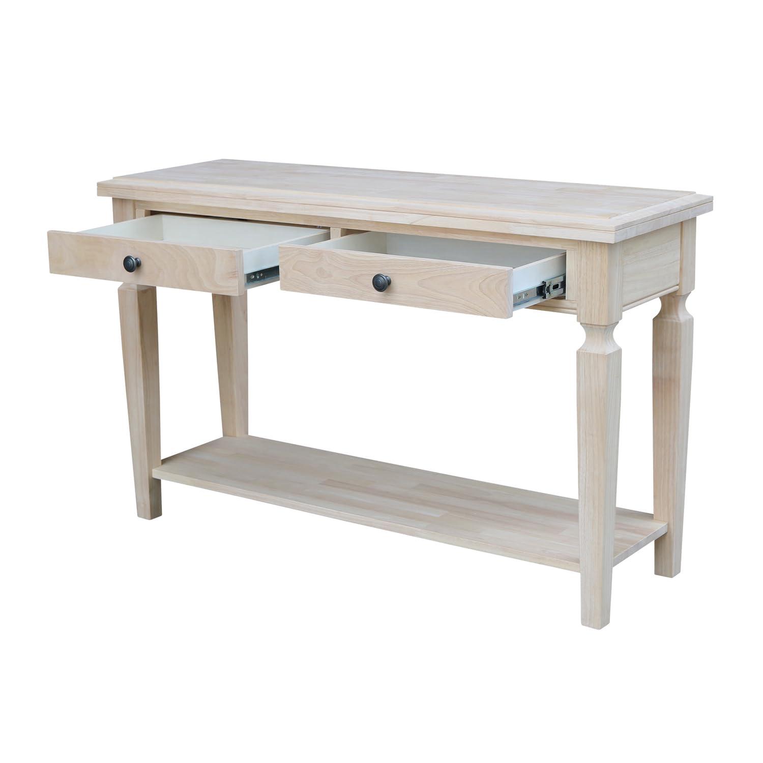Vista Console and Sofa Table Natural - International Concepts: Durable Parawood, Modern Rectangle Design