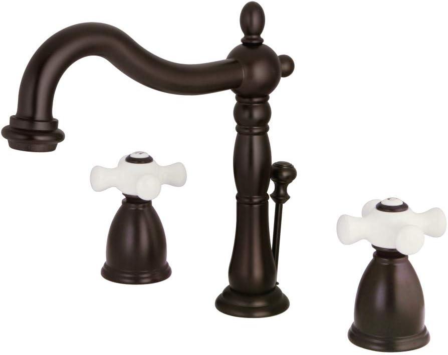 Kingston Brass KB1975PX Kingston Brass Heritage Two-Handle 3-Hole Deck Mount Widespread Bathroom Faucet with Pop-Up Drain