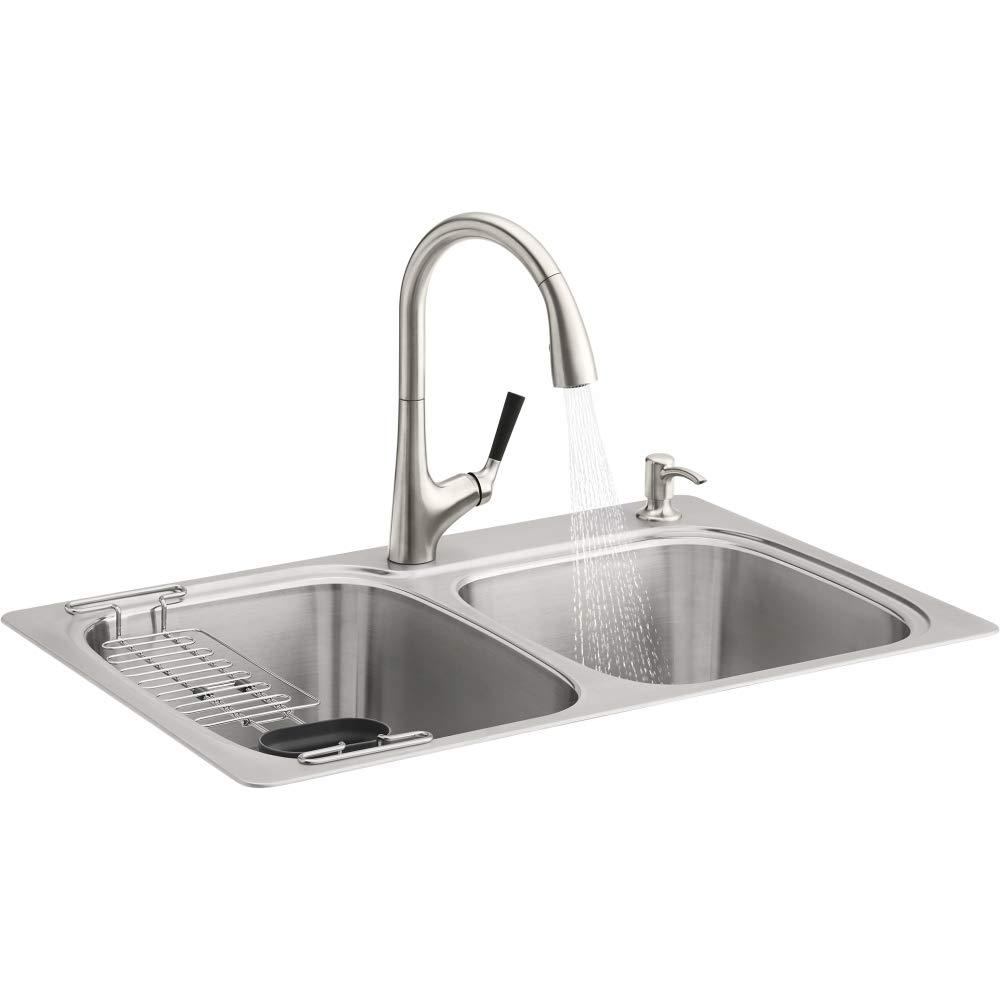 Kohler K-R75791-2PC-NA All-In- One-Kit Kitchen Sink, Brushed Stainless