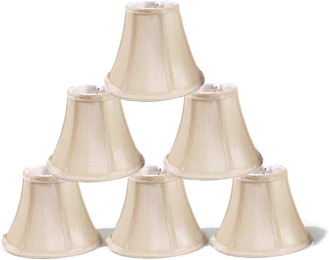 CintBllTer Chandelier Lamp Shades, Set of 6, Soft 3"x 6"x 5" Cream, Clip on