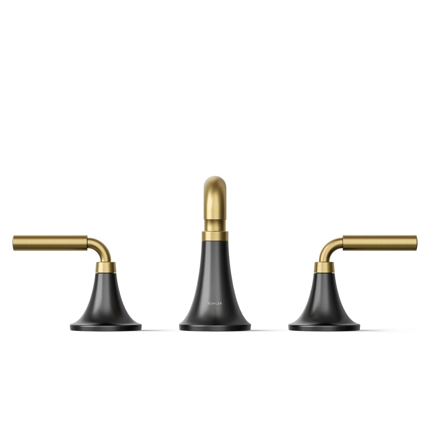 Tone Widespread Bathroom Sink Faucet, Three-Hole Bathroom Faucet with Clicker Drain, 1.2 GPM