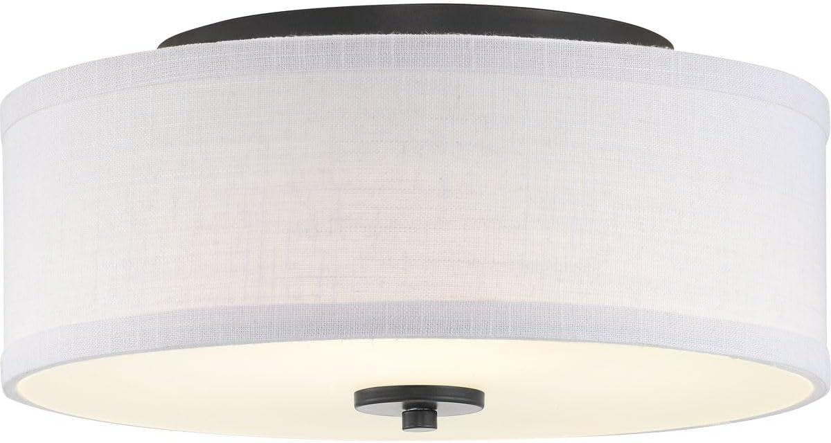 Progress Lighting Inspire Collection 1-Light LED Flush Mount, Graphite Finish, Fabric Shade