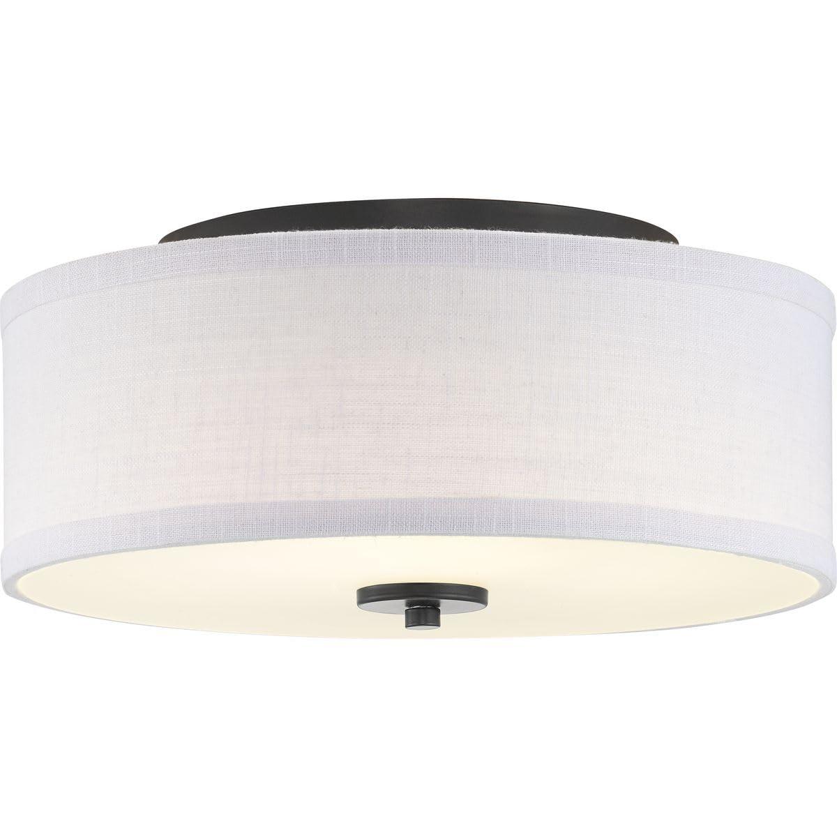 Progress Lighting Inspire Collection 1-Light LED Flush Mount, Graphite Finish, Fabric Shade
