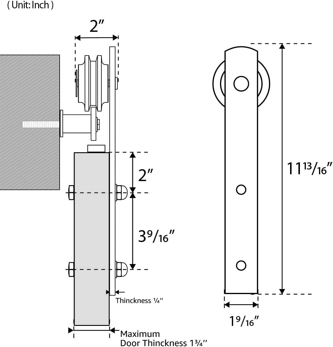 SMARTSTANDARD 6.6FT Barn Door Hardware kit, Barn Door Track, Sliding Door Hardware kit, Smoothly and Quietly -Heavy Duty Sturdy -Easy to Install, Fit 36"-40" Wide Panel (I Shape Hanger)