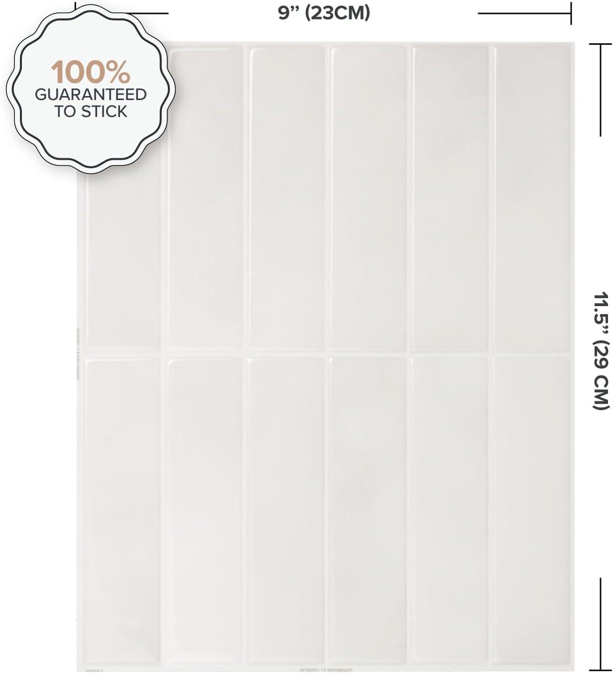 Smart Tiles - 3D Adhesive Peel and Stick Backsplash Tile, Black - 5-Pack 11.43" x 9"