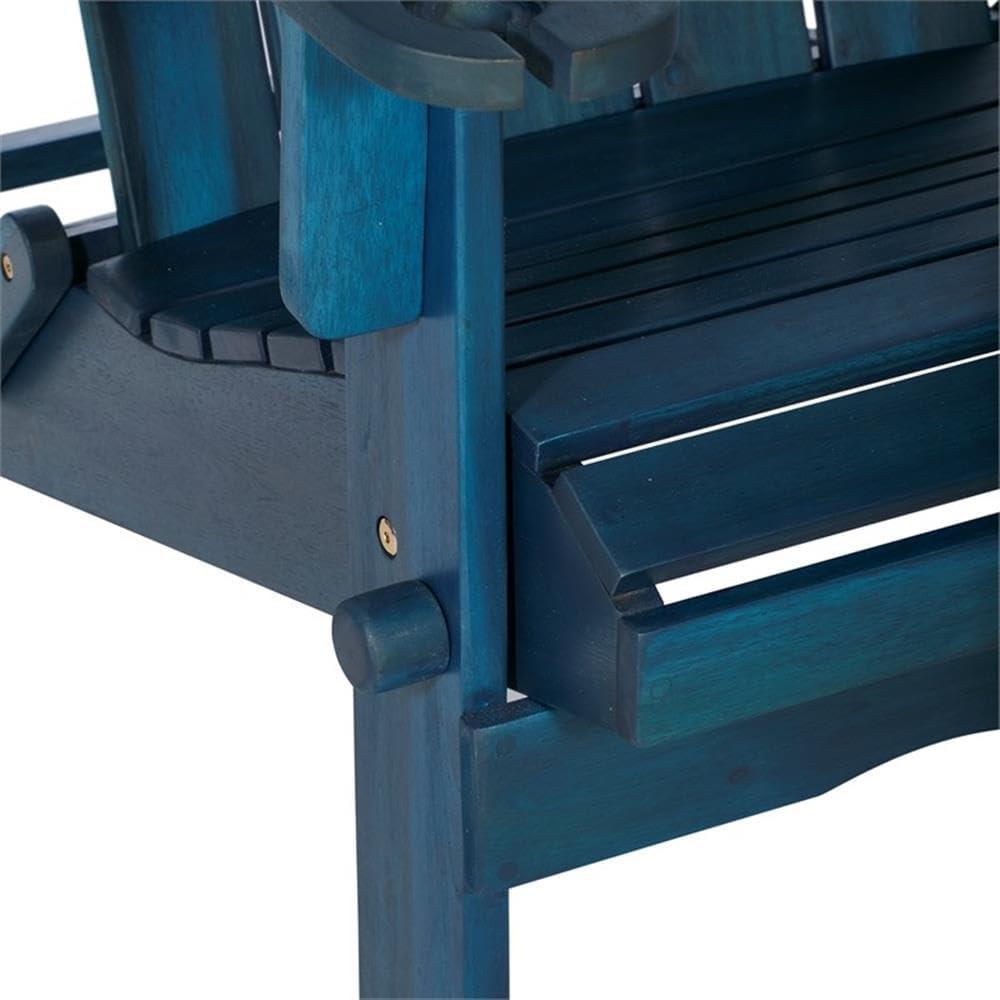 Navy Blue Solid Acacia Wood Outdoor Adirondack Chair