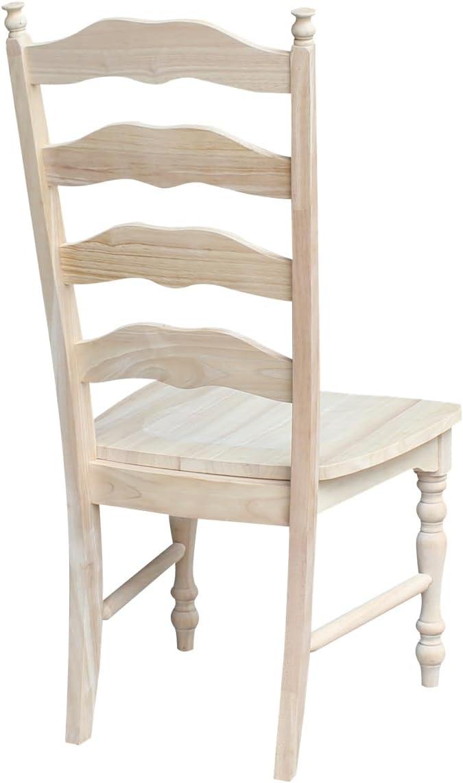 International Concepts Set of 2 Maine Ladderback Chair Unfinished : Hardwood Frame, Armless Design, 225 lb Capacity