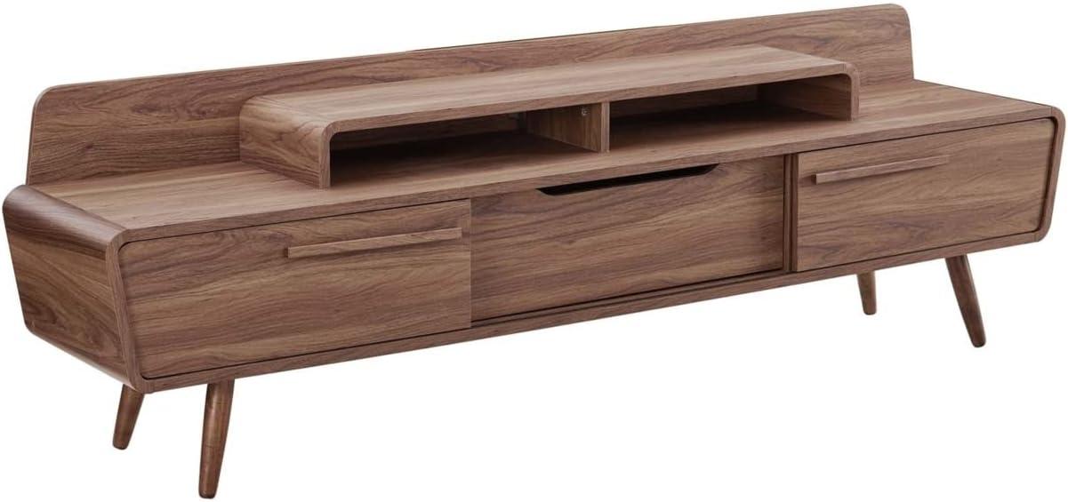 Omnistand 74" Walnut Laminate TV Stand with Cabinet