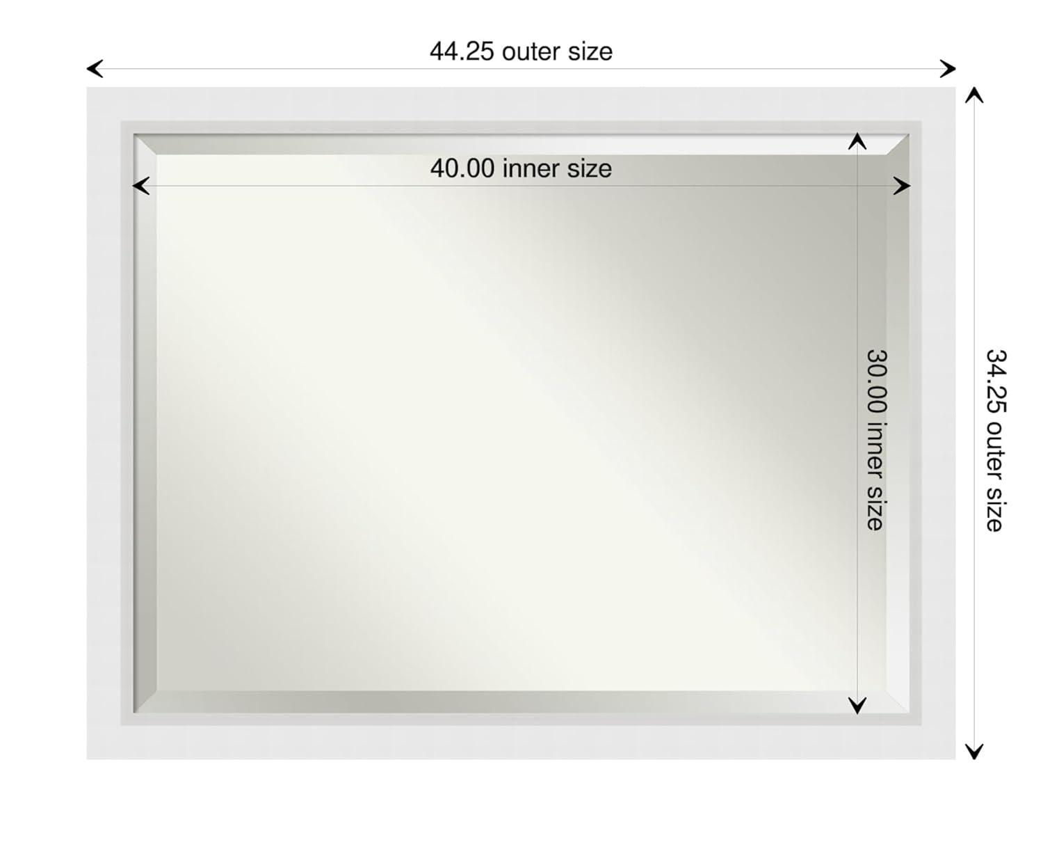 33" x 27" Alexandria White Wash Framed Wall Mirror - Amanti Art: Beveled, No Assembly Required