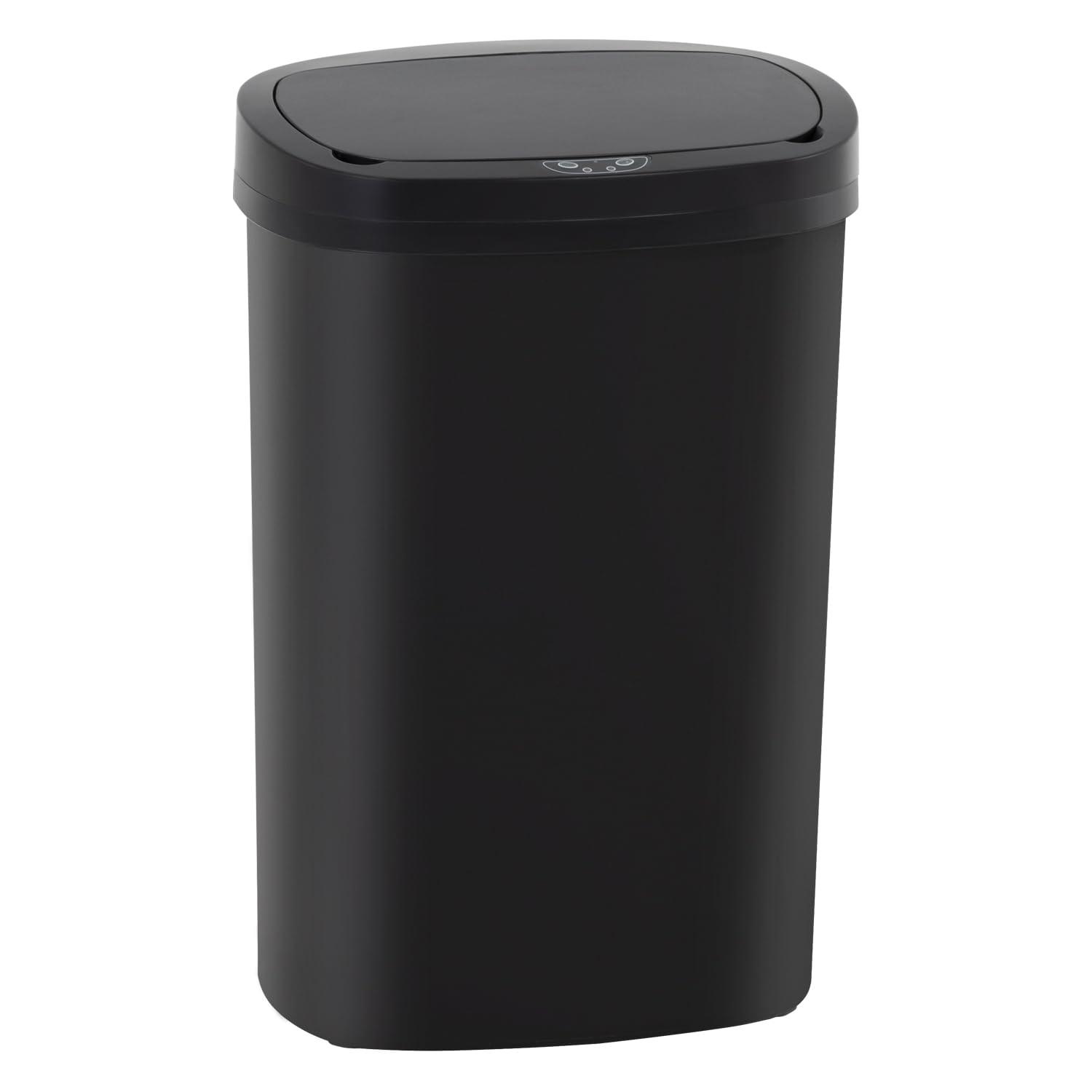 FDW Kitchen Trash Can with Lid, 13 Gallon Automatic Garbage Can for Bathroom Bedroom Home Office 50 Liter Touch Free Stainless Steel Waste Bin,Black