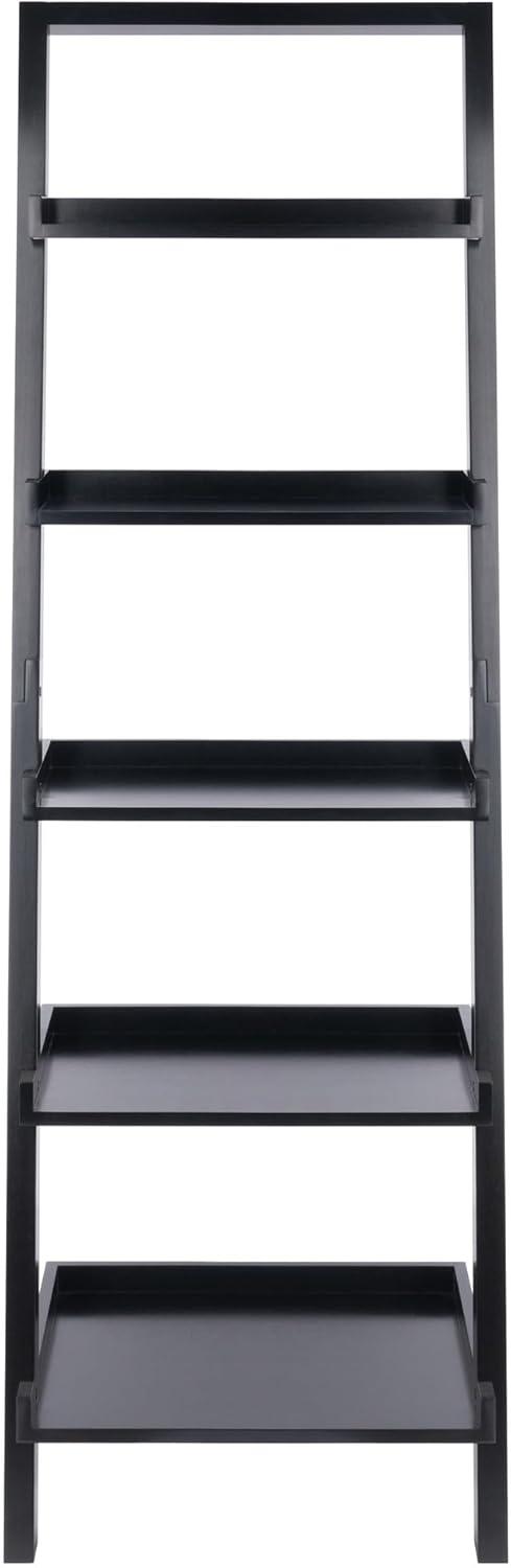 74.65" Bailey Leaning Shelf Black Finish - Winsome: 5-Tier Storage, Modern Design