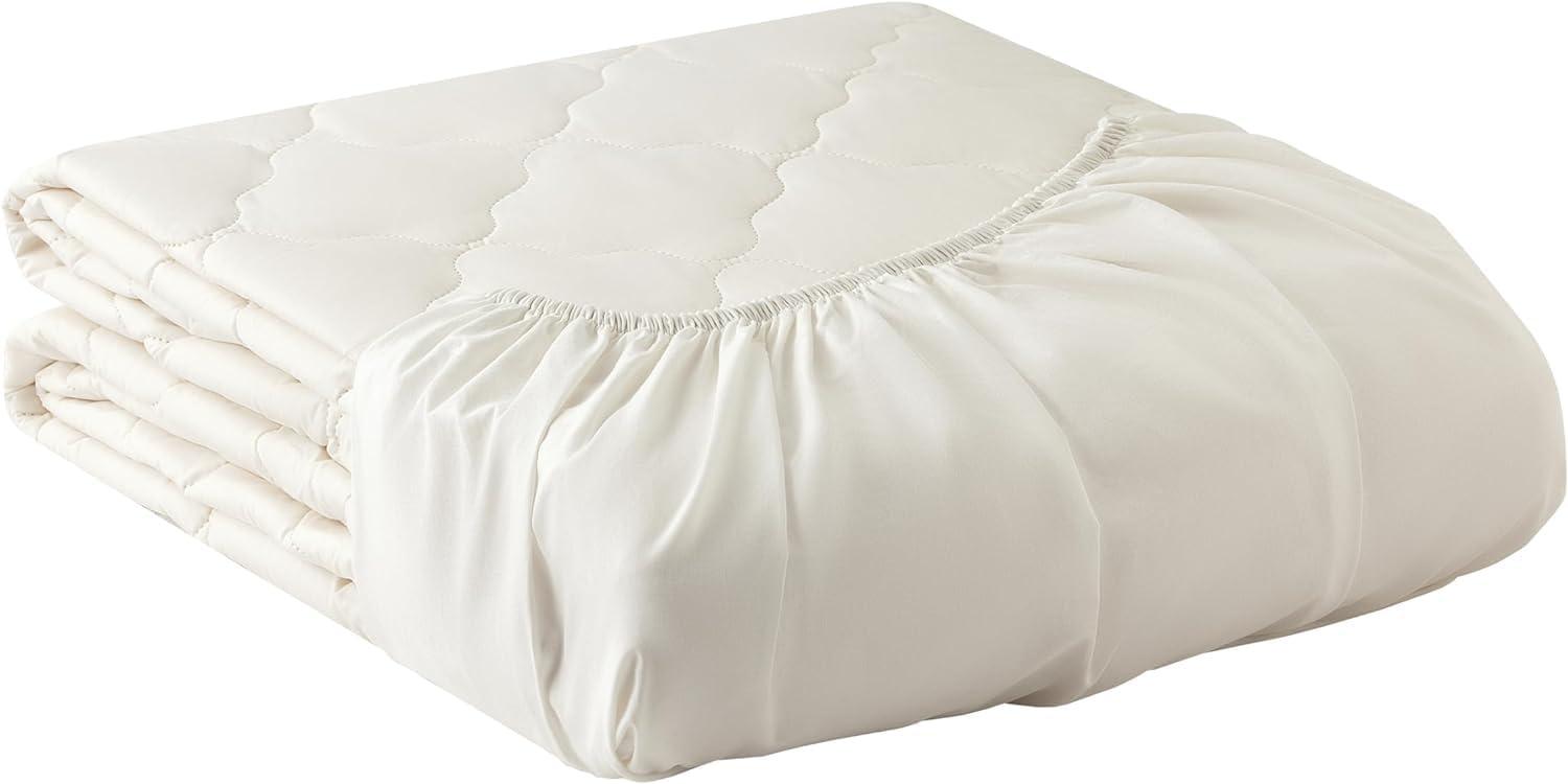 Full Size Ecru Wool Mattress Protector with Cotton Cover