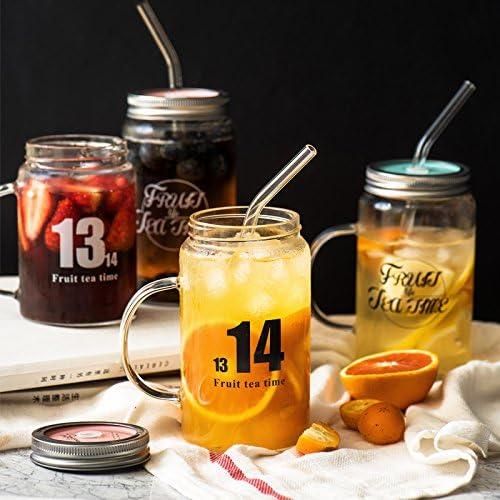 8-Pack Clear Glass Smoothie Straws, 10mm Wide 10" + 9 " Long Reusable Drinking Straws with 2 Cleaning Brush