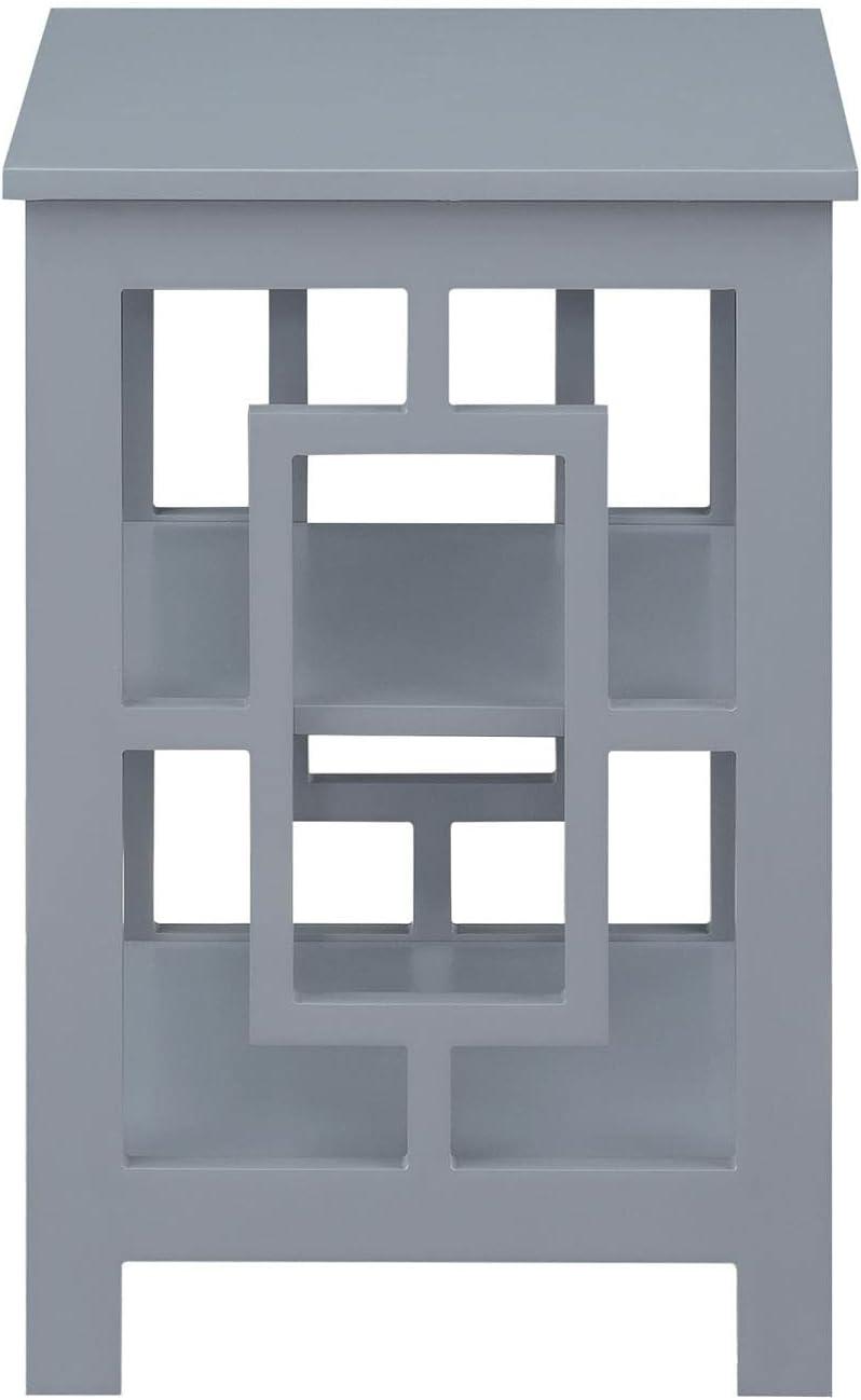 Convenience Concepts Town Square End Table with Shelves in Gray Wood Finish