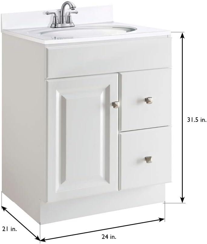 Wyndham 24-Inch 1-Door Unassembled Bathroom Wood Vanity Without Top in White