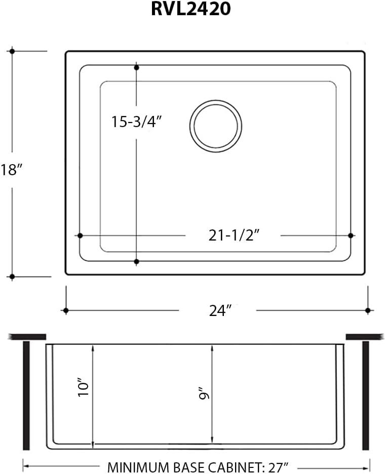 Ruvati 24-Inch White Fireclay Drop-In Single Bowl Kitchen Sink