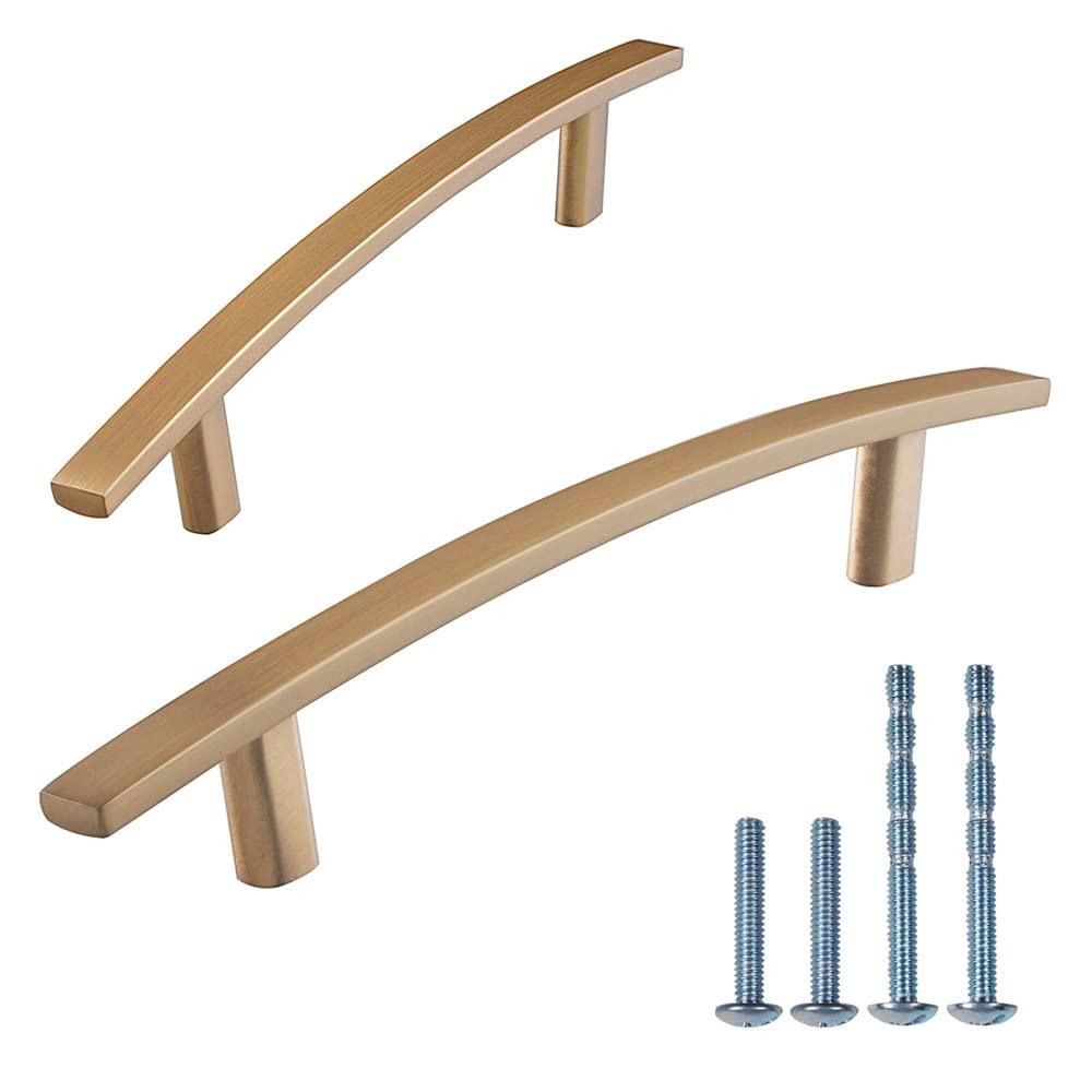 10 Pack Kitchen Cabinet Handles 5-1/16 Inch (128mm) Hole Centers, Champagne Bronze Cabinet Pulls for Bathroom Dresser Drawer Kitchen