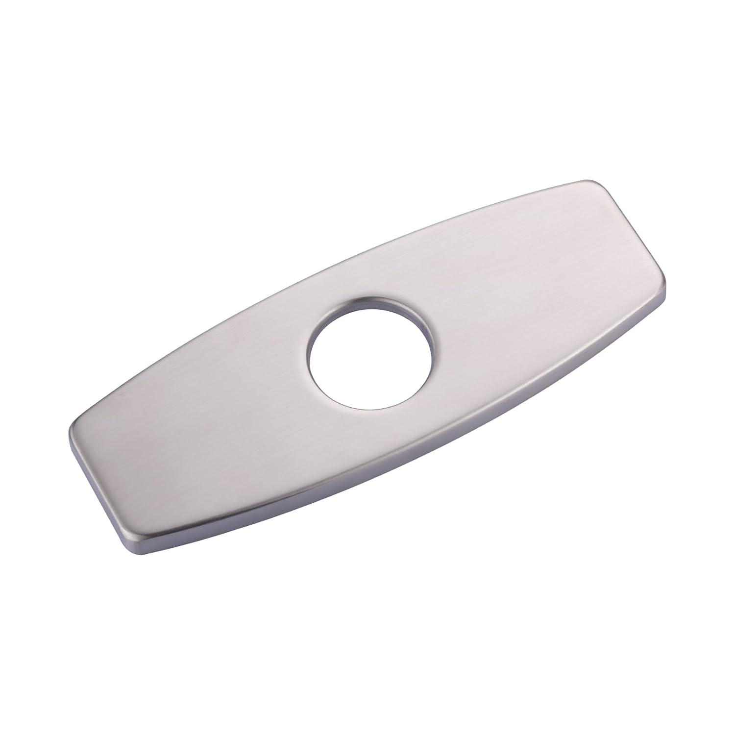 BWE 6.3 Inch Sink Hole Cover Bathroom Vessel Vanity Sink Faucet Rectangle Cover Deck Plate for 1 Or 3 Hole Escutcheon Brushed Nickel