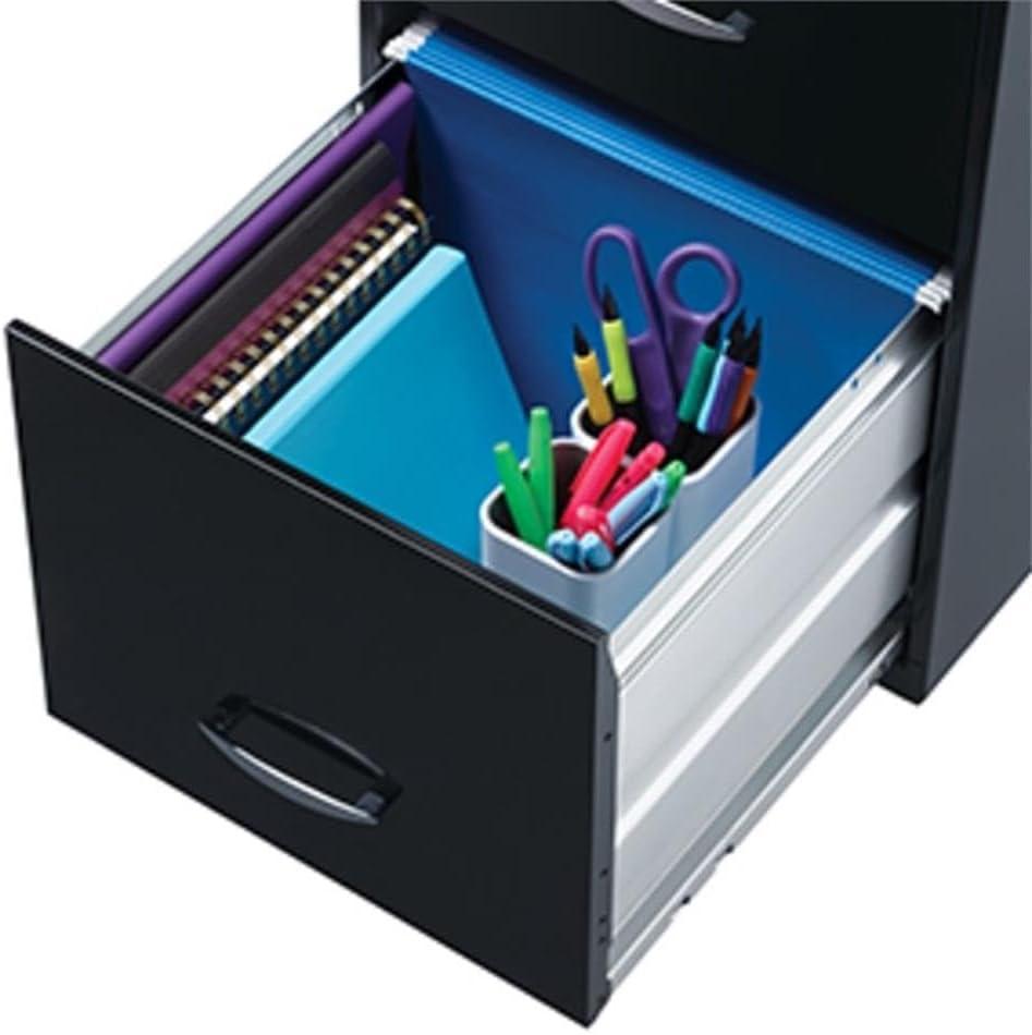 Space Solutions 18" Deep 3 Drawer Metal Organizer File Cabinet with Pencil Drawer Navy Blue: Office Storage, Steel Frame