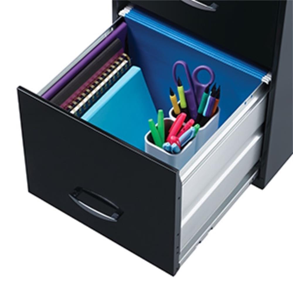 Space Solutions 18" Deep 3 Drawer Metal Organizer File Cabinet with Pencil Drawer Navy Blue: Office Storage, Steel Frame