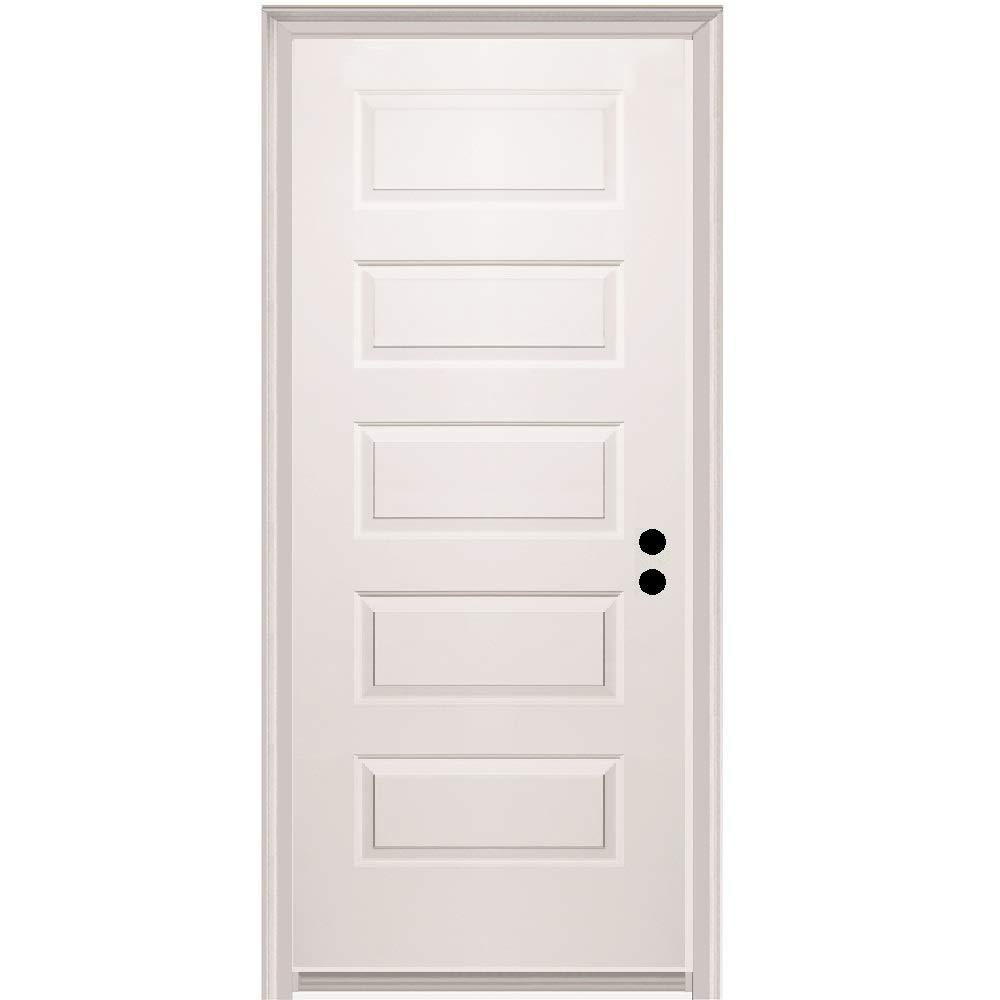 MMI DOOR Rockport 32'' x 80'' Solid + Manufactured Wood Paneled Prehung Door