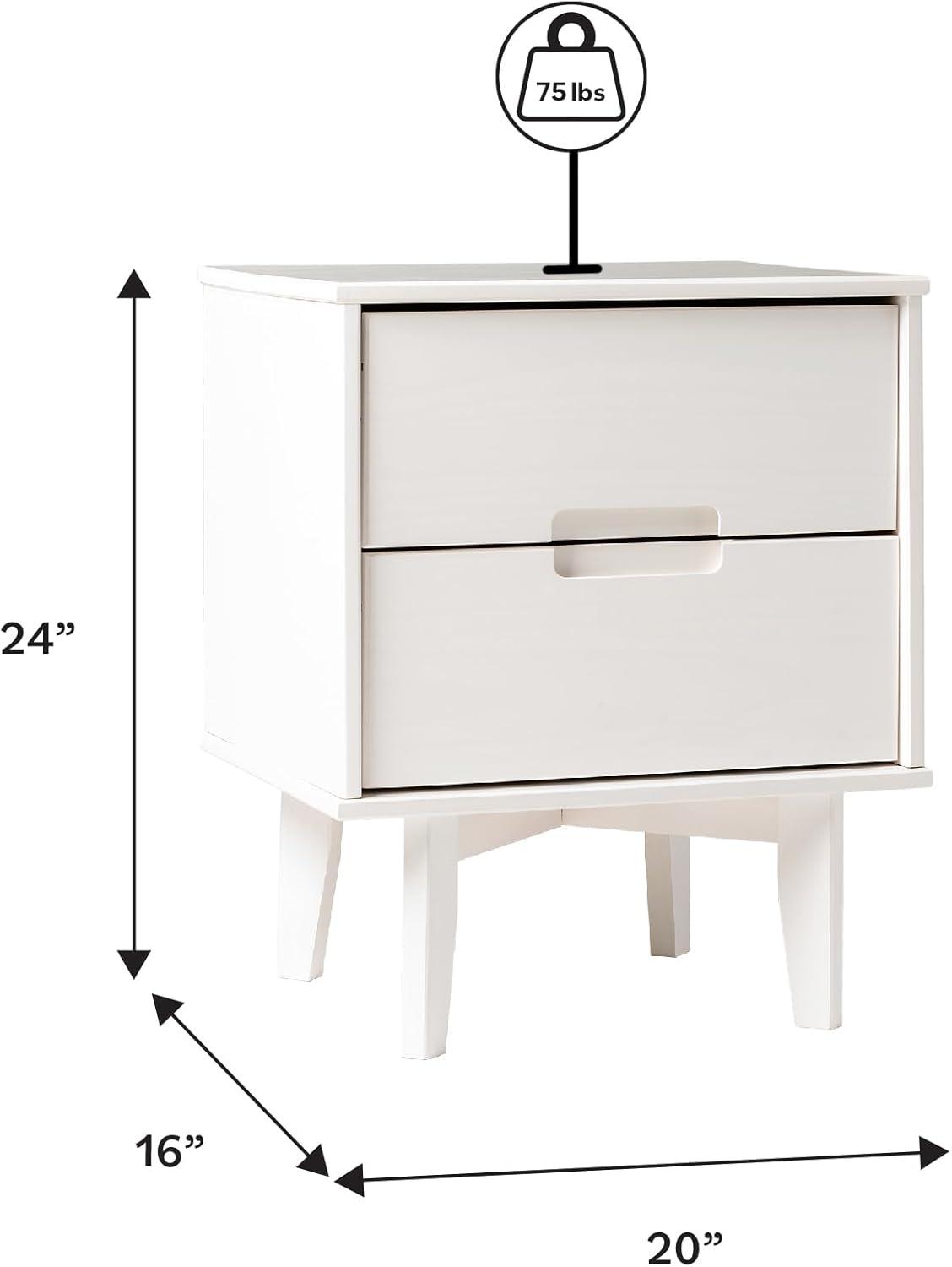 Mags Solid Wood Groove 2-Drawer Nightstand