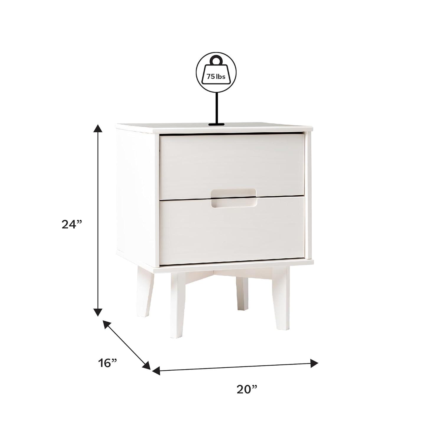 George Oliver Preston 26"H Modern 2-Drawer Nightstand with USB Ports and Flared Legs