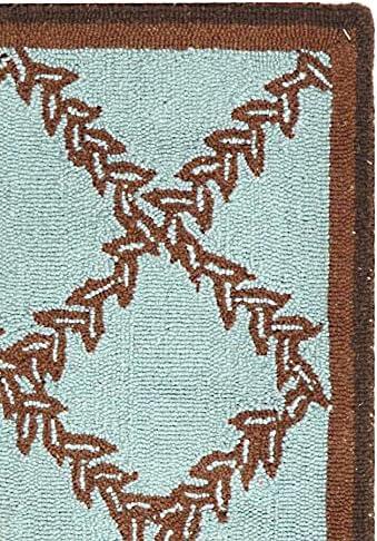 SAFAVIEH Chelsea Collection Accent Rug - 1'8" x 2'6", Blue & Brown, Hand-Hooked French Country Wool, Ideal for High Traffic Areas in Entryway, Living Room, Bedroom (HK230J)