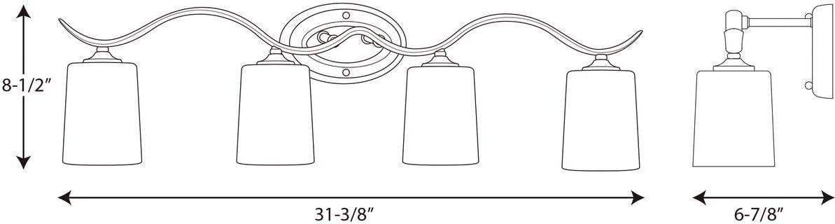 Progress Lighting Inspire 4-Light Wall Sconce, Brushed Nickel, Etched Glass Shades